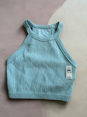 AERIE LIght Blue Crop Top Size Medium NEW NWT